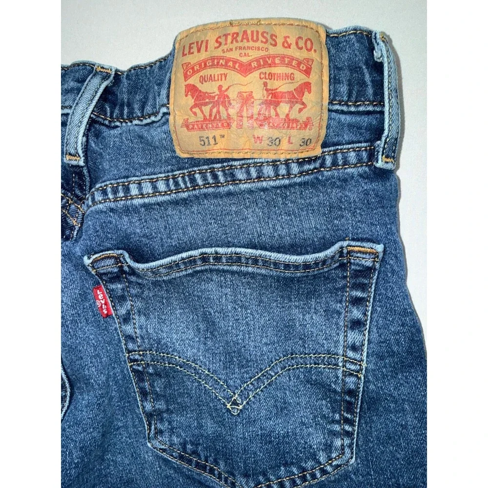 Levis 511 Slim Fit Jeans Mens W30 L30 Medium Wash Blue Denim Pants‎ 04511-1924